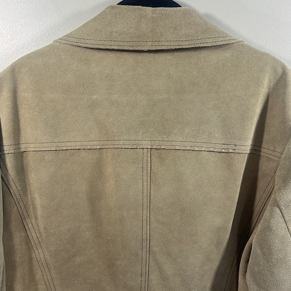 Men's Tan Leather Suede Shirt Jacket 42 Reg The Leather Shop Sears - Picture 12 of 14